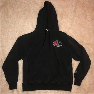 Champion Logo Black Hoodie Size XL
